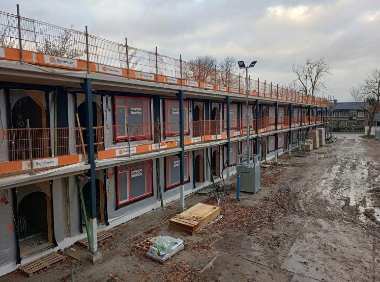 Afbeelding: bouw van de woningen aan de Veldbloemstraat (december 2023). Beeld door Ymere.