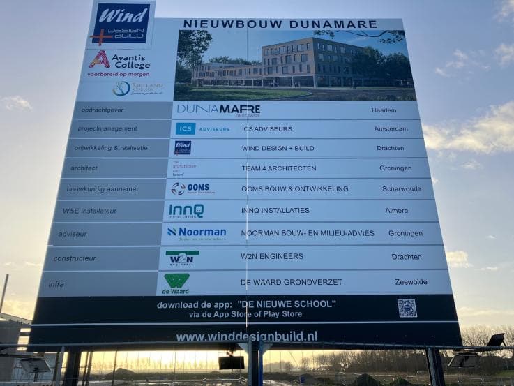 bouwbord schoolgebouw Lincolnpark