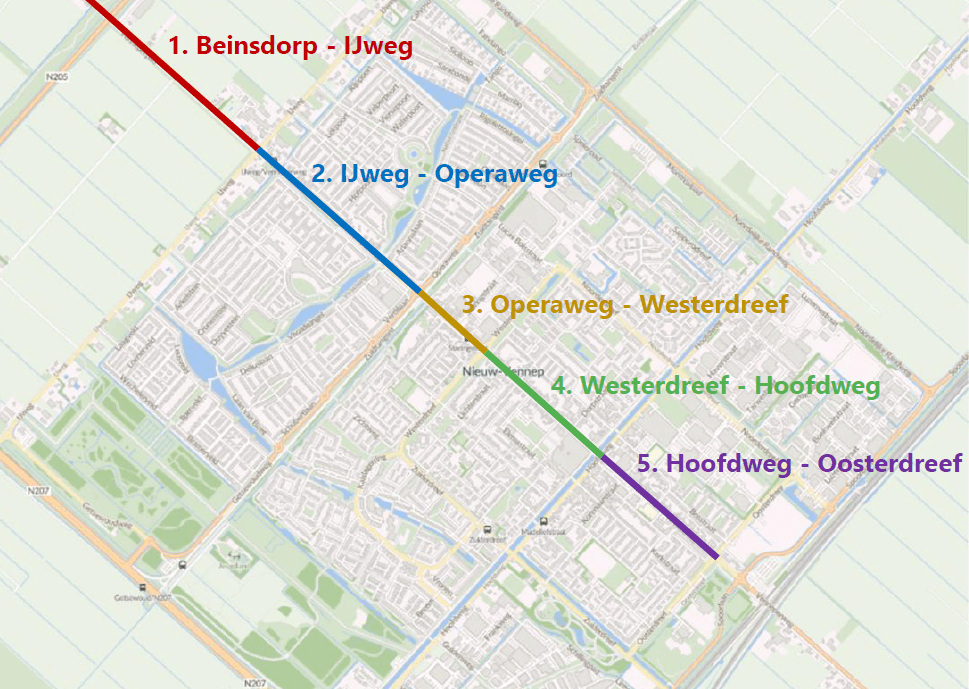 Deeltrajecten van de Venneperweg