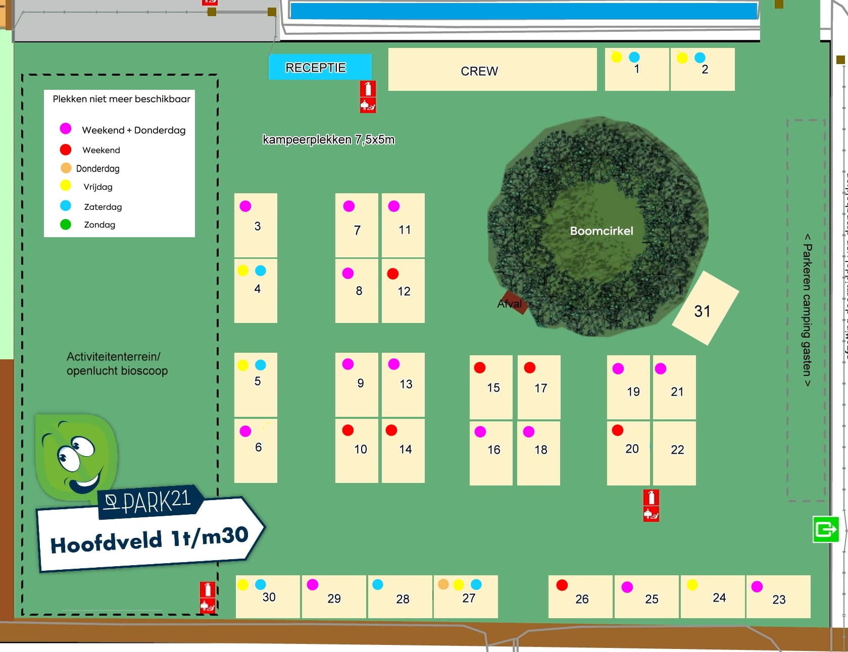 Plattegrond hoofdveld camping