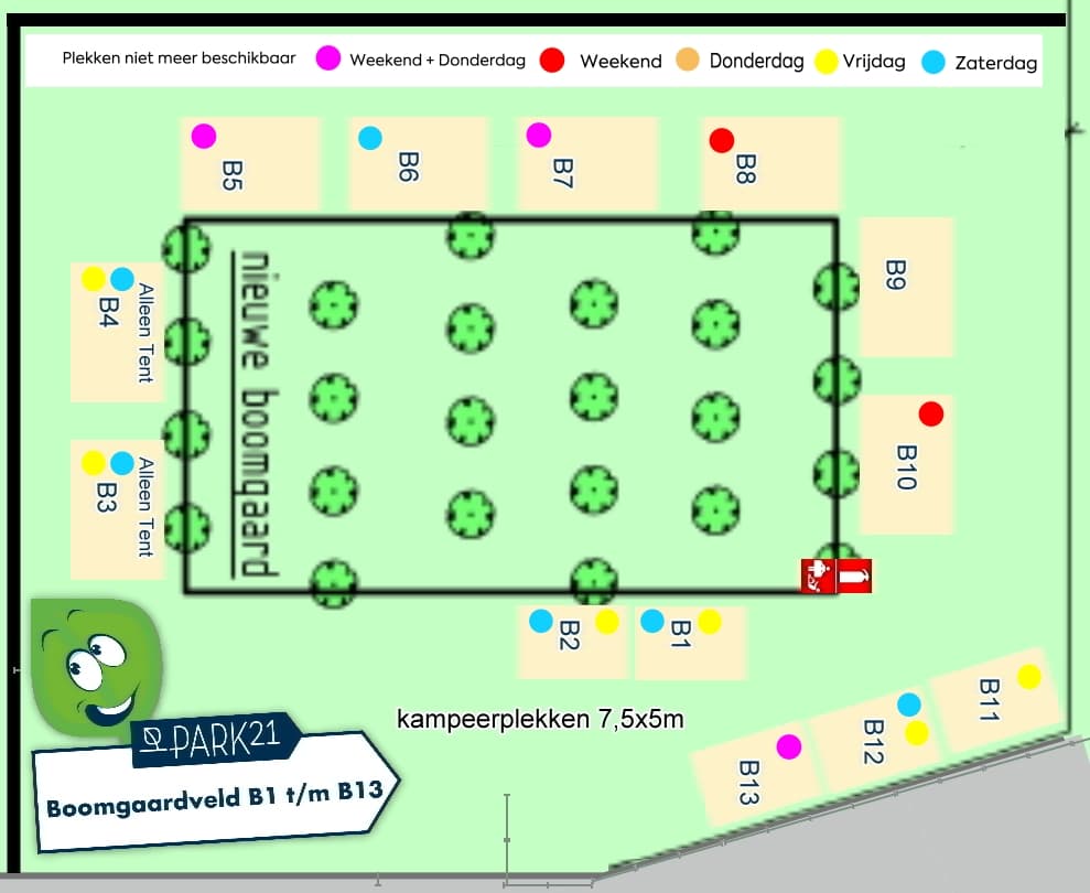 plattegrond boomgaardveld camping