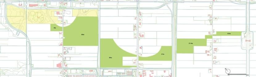 Afbeelding: kaart van de groene basis van PARK21 die eerst vorm krijgt.