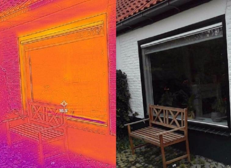 infraroodcamera brengt warmteverlies in gevel in beeld