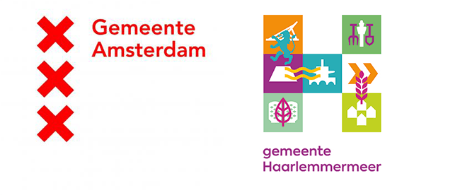 Afbeelding: logo van het wapen van Amsterdam en logo met het wapen van gemeente Haarlemmermeer