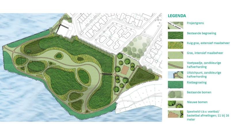 Tekening van plannen voorjaar 2022 voor de landschapsheuvel