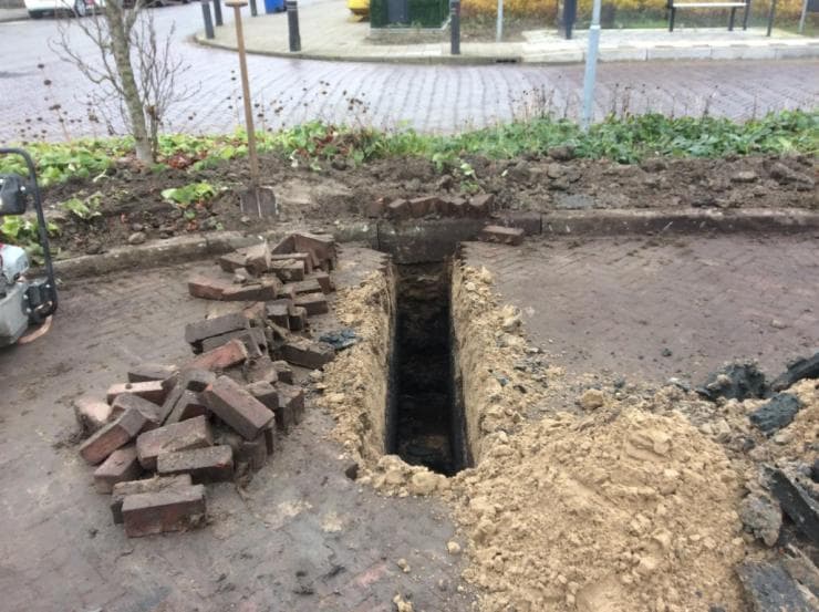 proefsleuf in de grond
