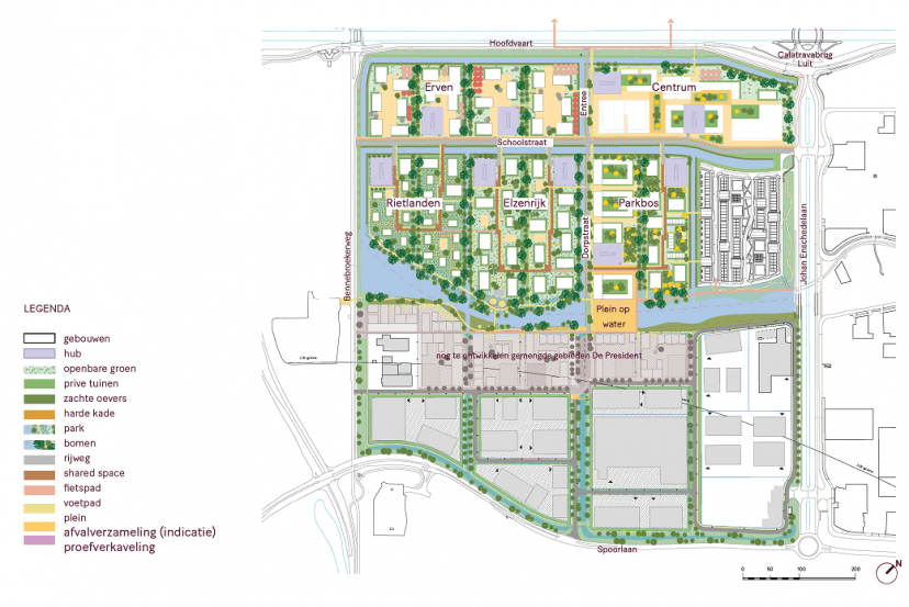 Plattegrond van Lincolnpark met de vijf deelgebieden