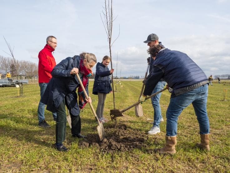 Afbeelding, foto: wethouder Mariette Sedee plant een boom in PARK21 (foto: Danny de Casembroot).