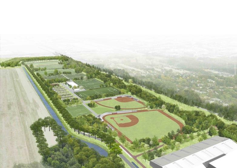 Afbeelding: tekening van Sportpark de Veldpost uit het concept aangepaste DSO 2022  (nog niet definitief)