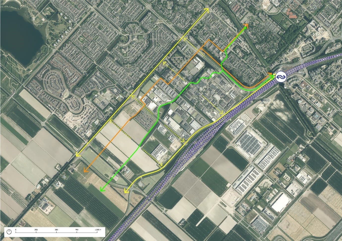afbeelding: drie gepresenteerde routes fietsroute Hoofddorp-Zuid