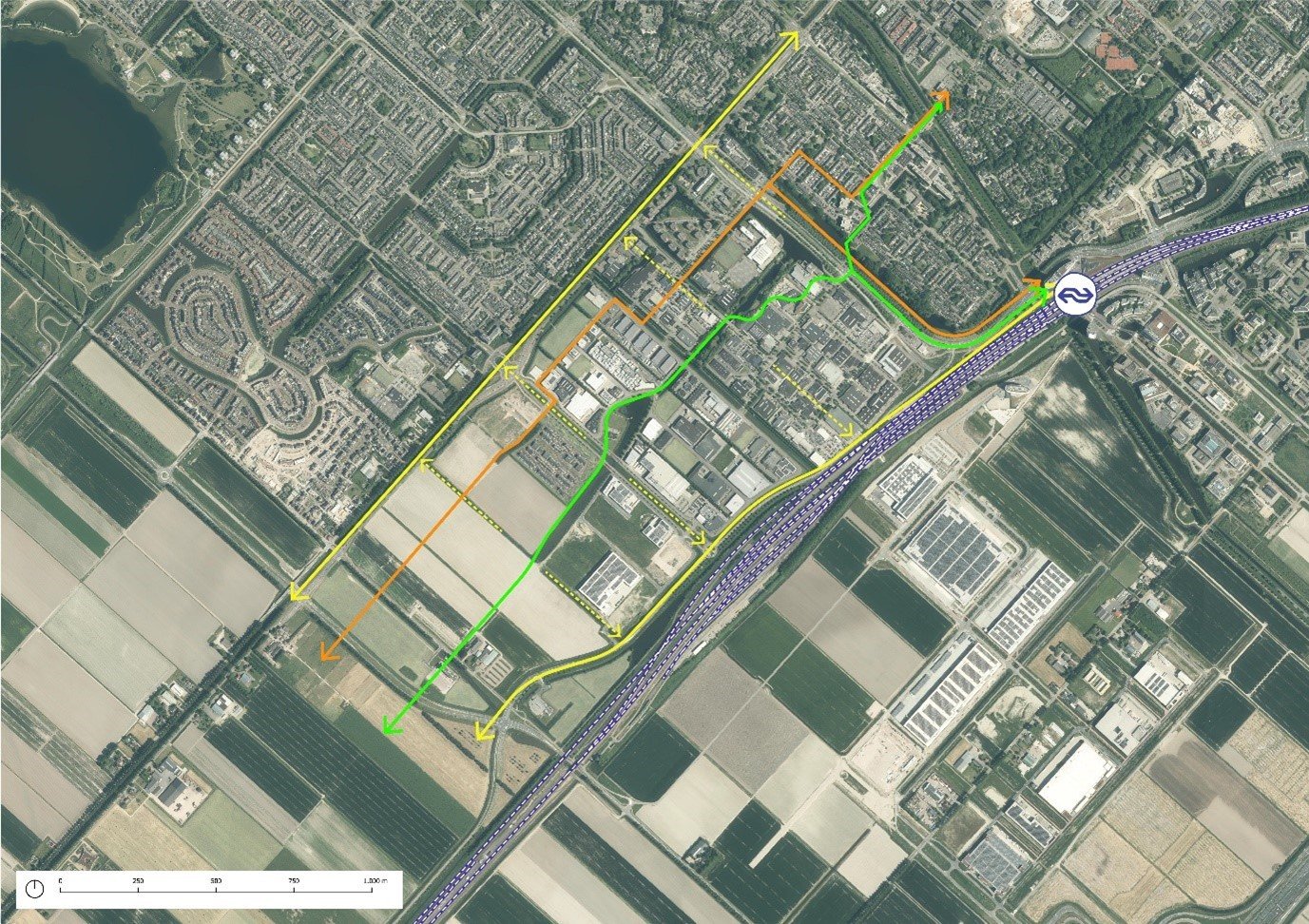 afbeelding: drie gepresenteerde routes fietsroute Hoofddorp-Zuid