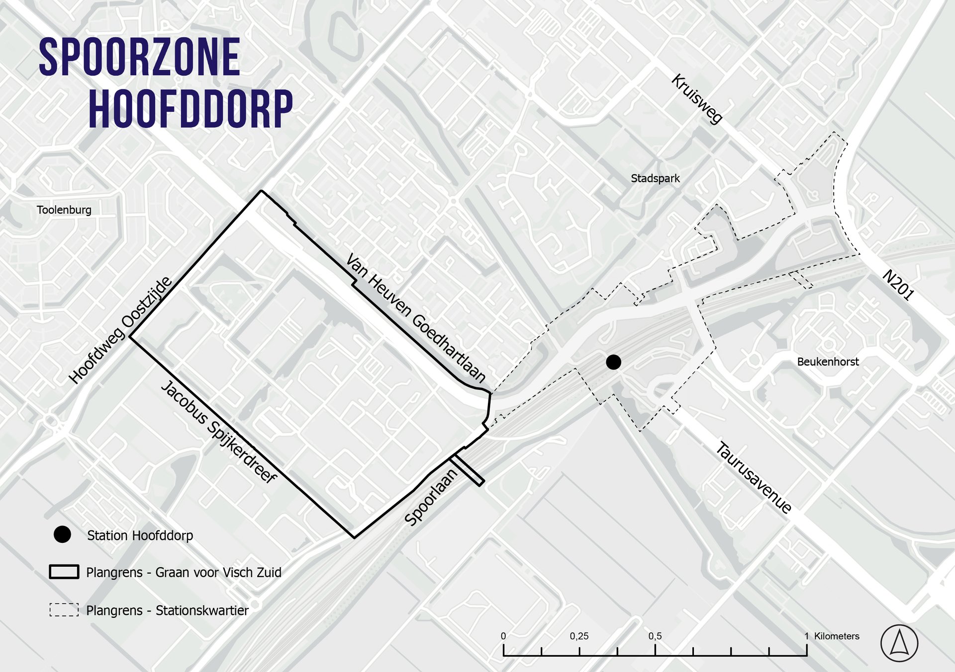 Een kaart die aangeeft waar Graan voor Visch Zuid precies ligt