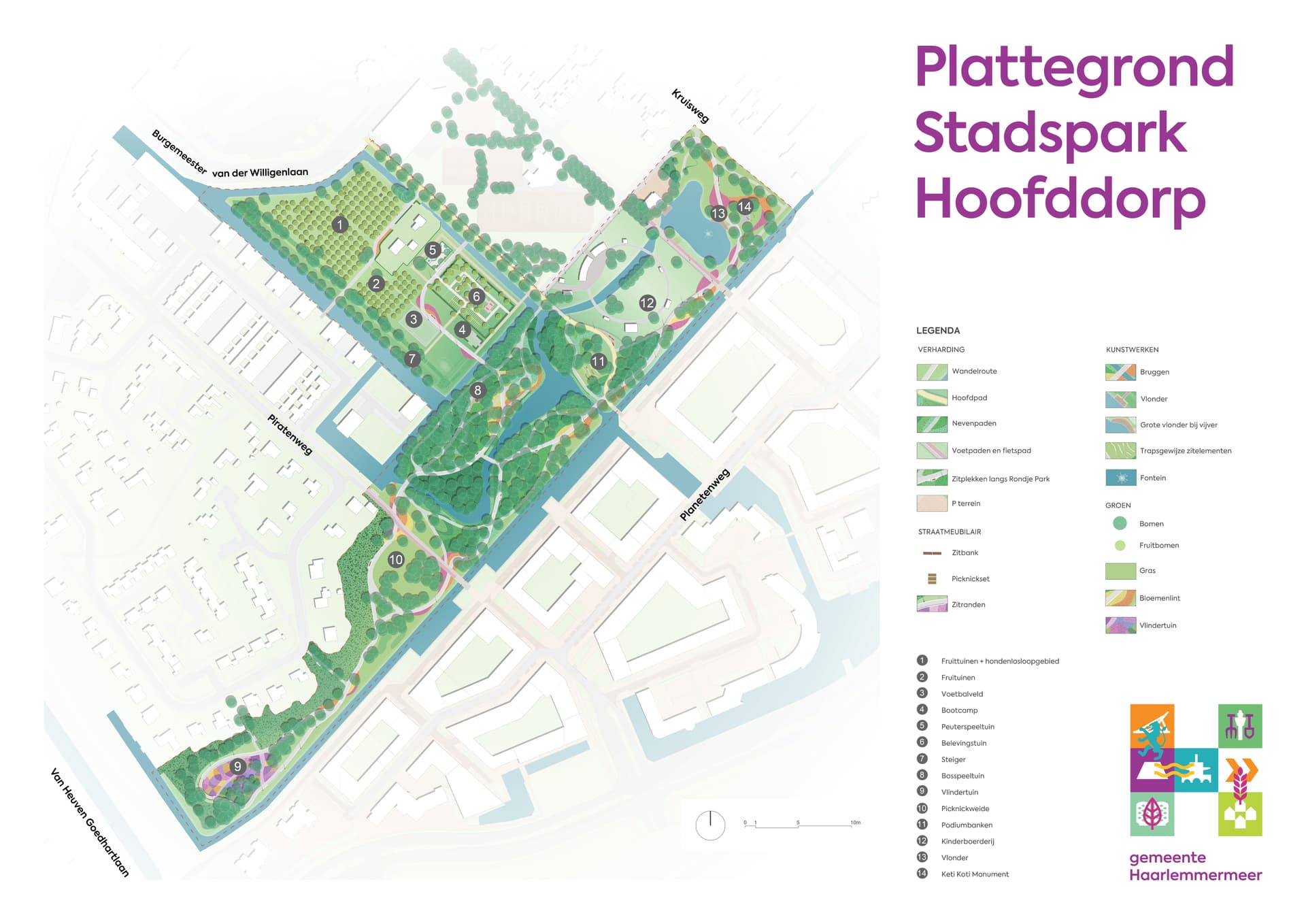Kaart van het stadspark
