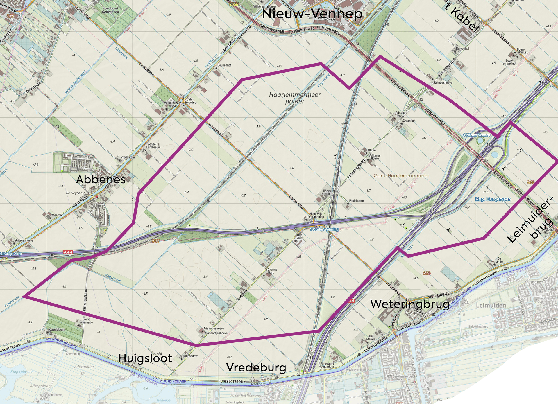 Hele zoekgebied wind. De paarse rand op deze kaart geeft het zoekgebied aan.