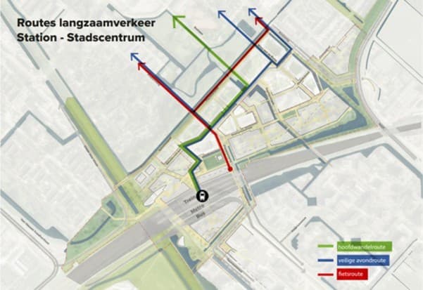 Routekaart langzaam verkeer Station - Stadscentrum