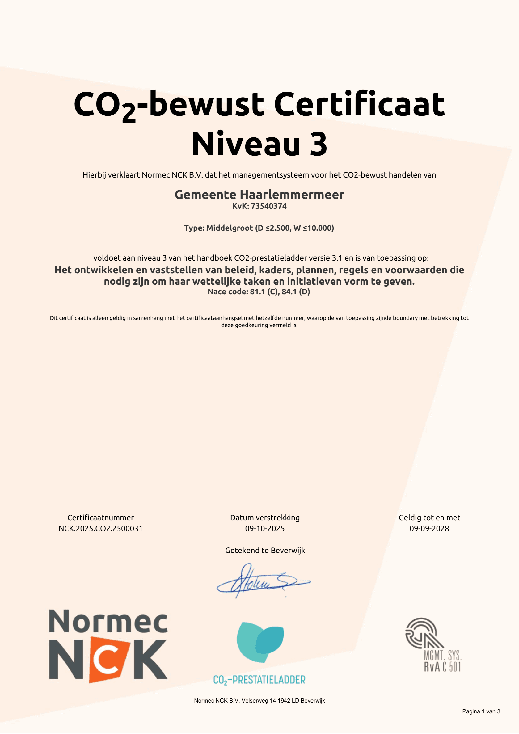Certificaat audit 2025
