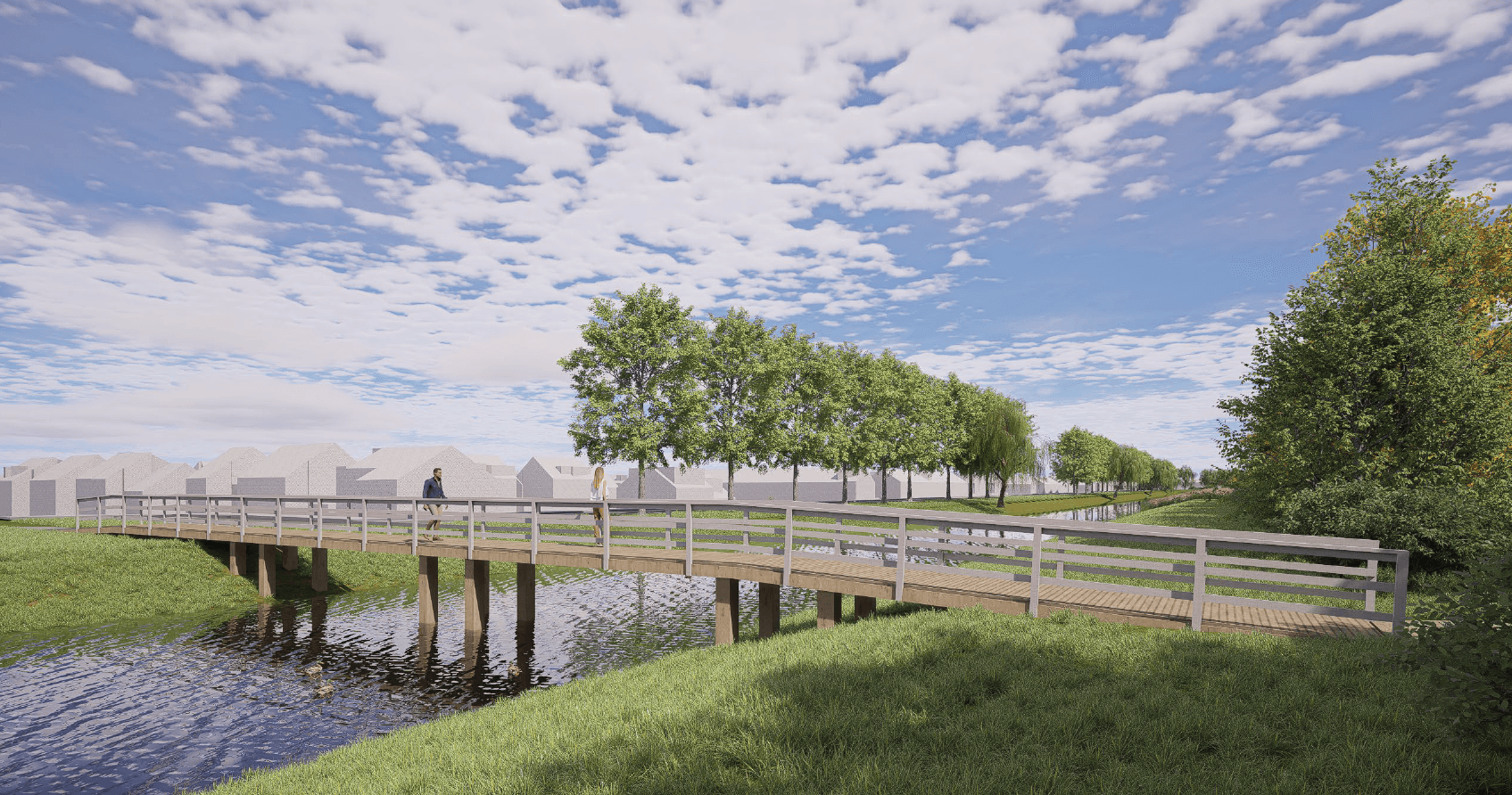 Impressie brug bij groenzone Zwanenburg-West
