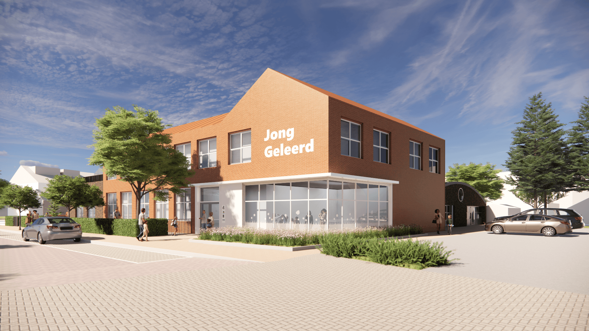 Indruk van het nieuwe schoolgebouw