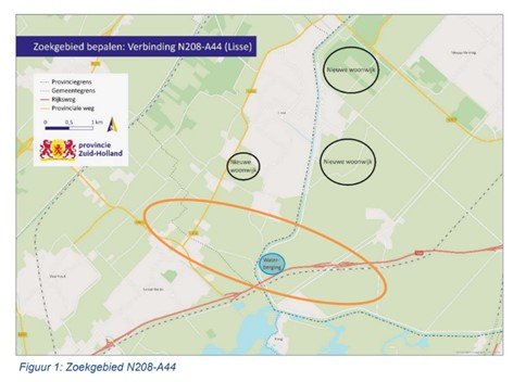 Kaart met het studiegebied voor mogelijke verkeersoplossingen.