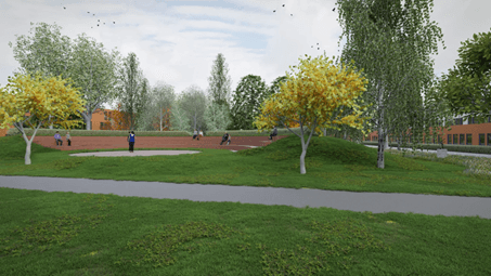 Een 3D-impressie van het Herfstpark in Nieuw-Vennep  