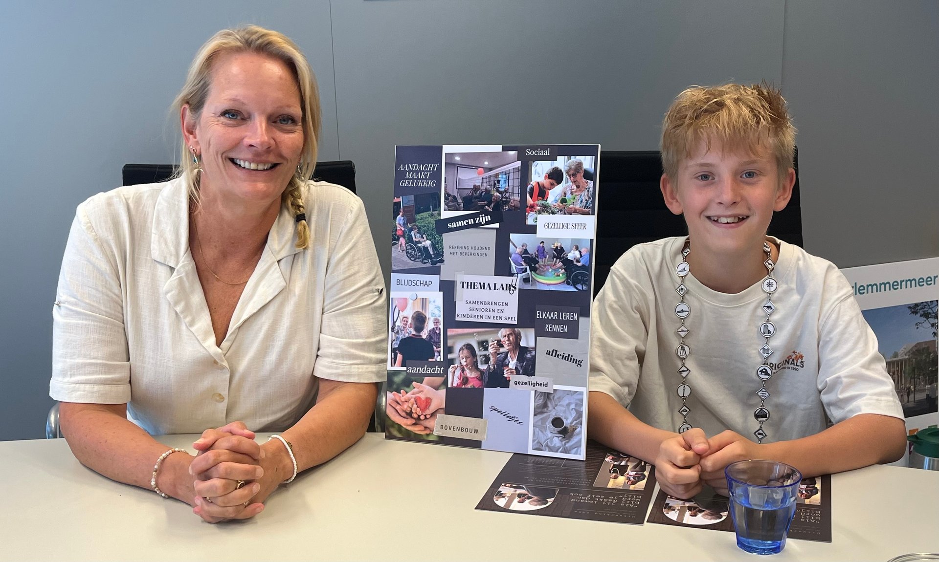 Kinderburgemeester Lars ging in gesprek met wethouder Charlotte van der Meij. Foto: gemeente Haarlemmermeer