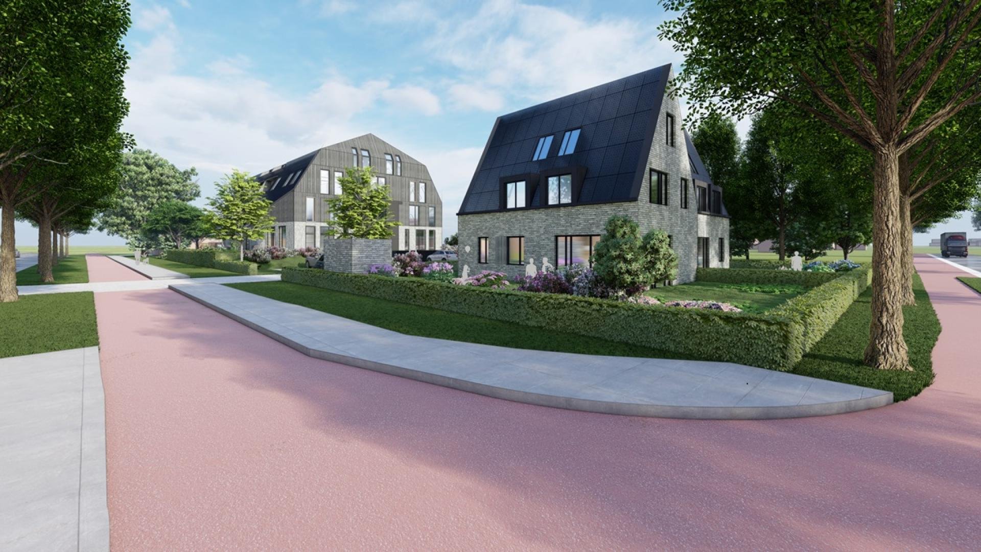 Impressie van het plan voor nieuwbouw naast ijsbaan Nieuw-Vennep