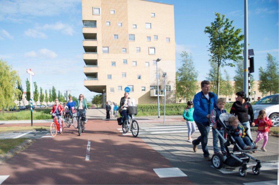 Verkeer op het fietspad en op de stoep